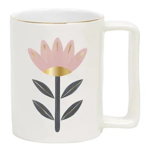 Gold Foil Organic Mug - Flower