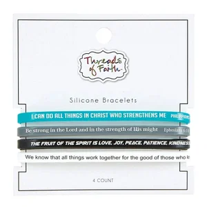 Silicone Bracelet Scripture 4Pk