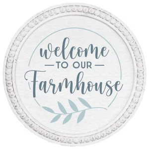 Beaded Art Round - Welcome Farmhouse 14"