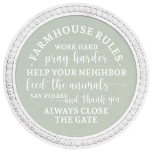 Beaded Art Round - Farmhouse Rules Green 14"