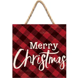 Hanging Sign Merry Christmas Red 7"