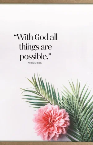 With God Canvas Wall Hanging 12" x 8"