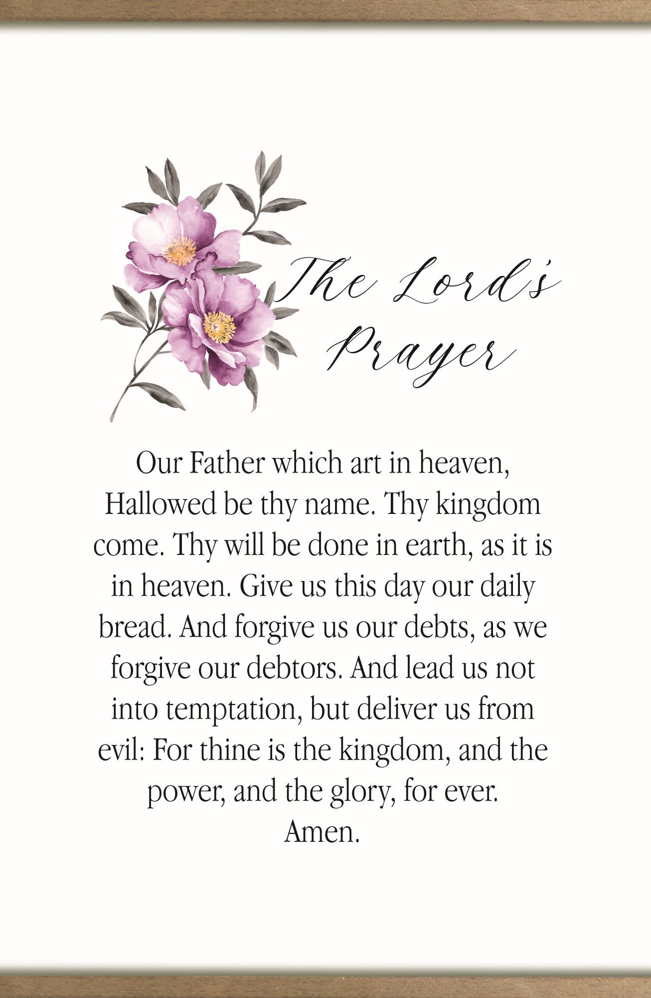 Image of The Lord’s Prayer Floral Canvas Wall Hanging 12′ x 8′