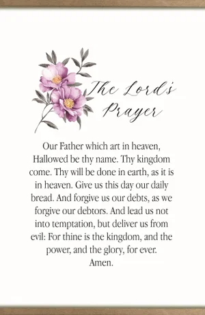 The Lord's Prayer Floral Canvas Wall Hanging 12" x 8"