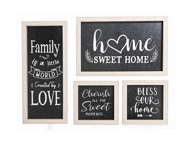 Image of 4 pc Assorted Oak Frame Wall Art Set (Home)
