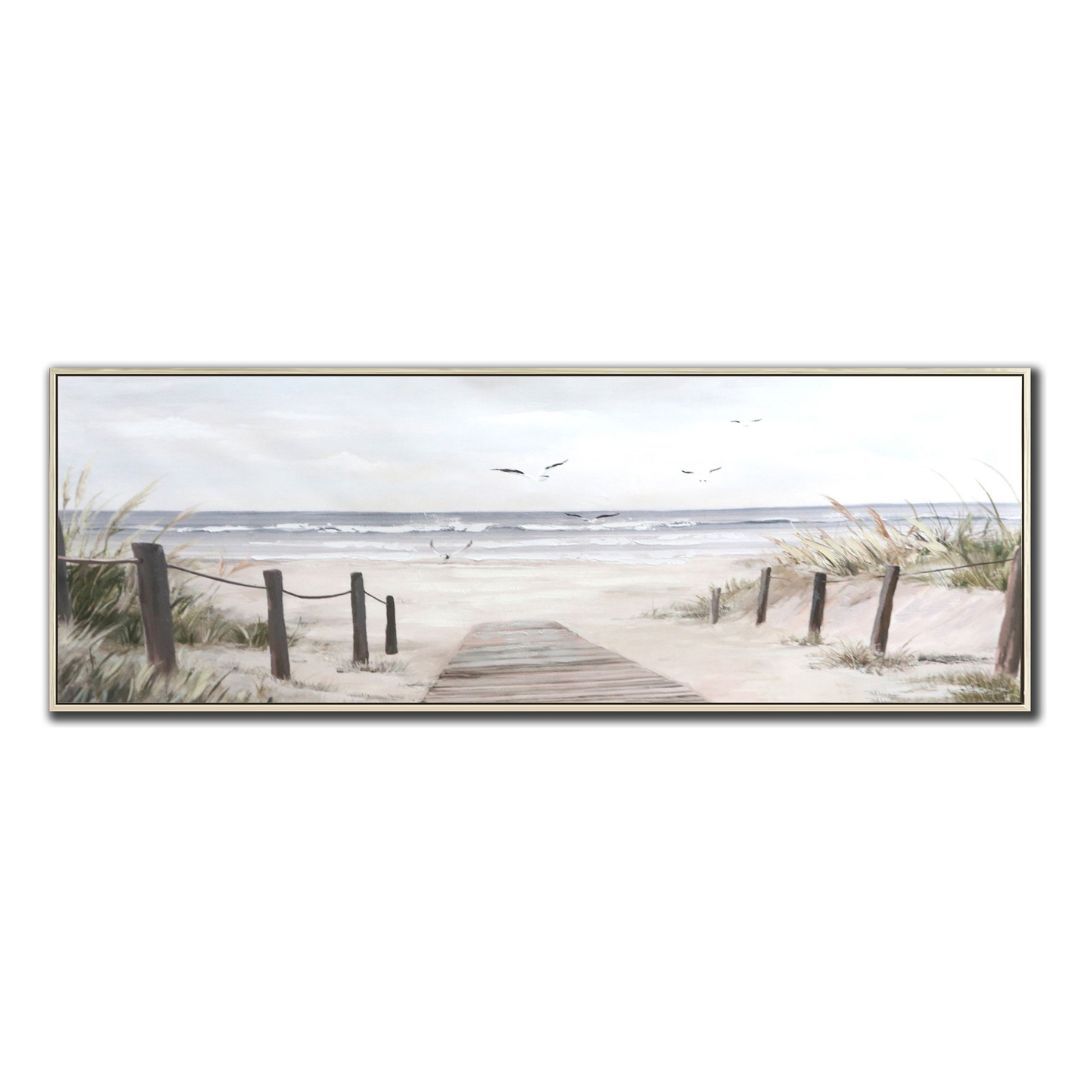 Image of Seaside Serenity – Framed Canvas Art – 20’x59′