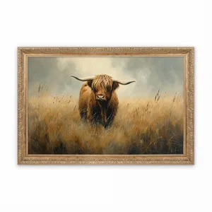 Gold Framed Wall Art - Highland Cow - 32"x22"