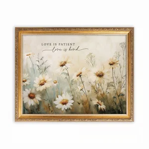 Gold Framed Wall Art - Love Is Patient - 13"x17"