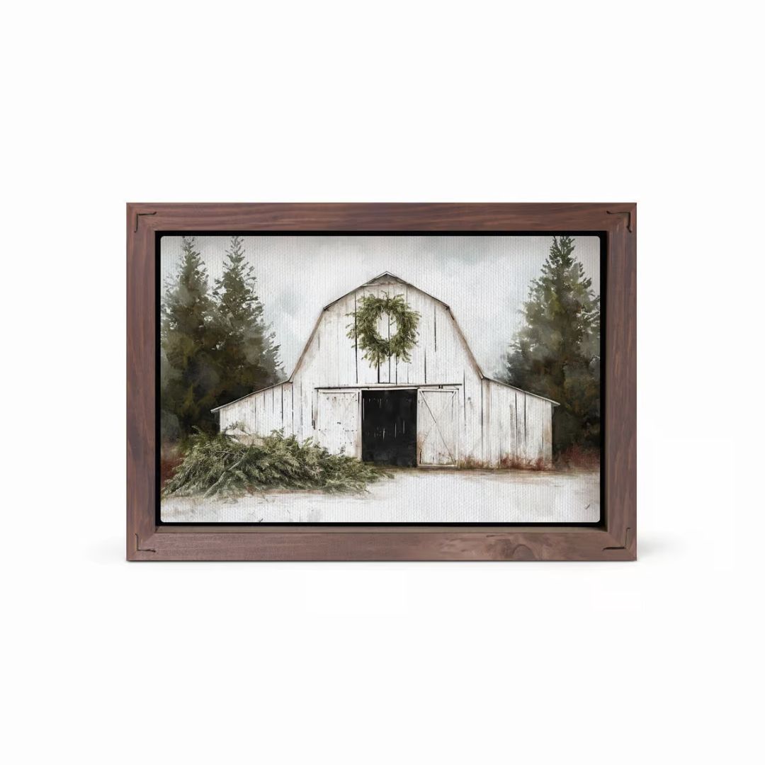 Image of Framed Art – White Barn – 5’x7′