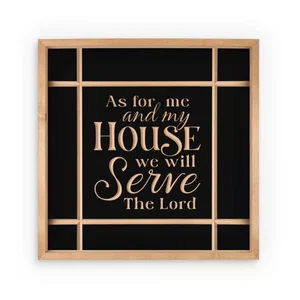 Framed Wall Art - As For Me And My Houset - 21"x21"