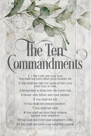 The Ten Commandments Plaque 6"x9"