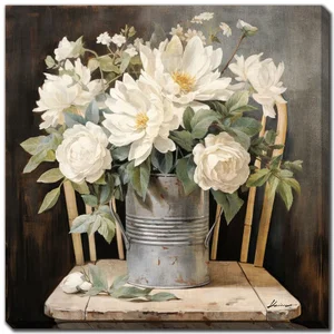 Tin Blooms Bouquet 30" x 30"