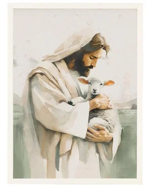 Jesus And Lamb Wall Art 18" x 24" x .75"