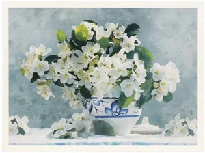 Flowers Blue Still Life Wall Art 18" x 24" x .75"
