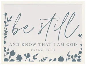 Be Still Navy Flowers Wall Art 18" x 24" x .75"