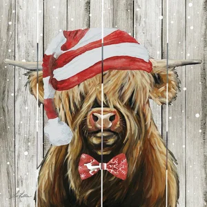 Pallet Art Christmas Cow II