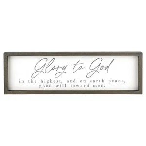 Wood Sign - Glory to God 28"x8.5"