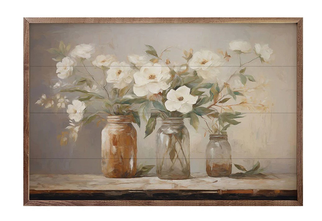 Image of Framed Art- Mason Jar Bouquet by Accent Jar Studio