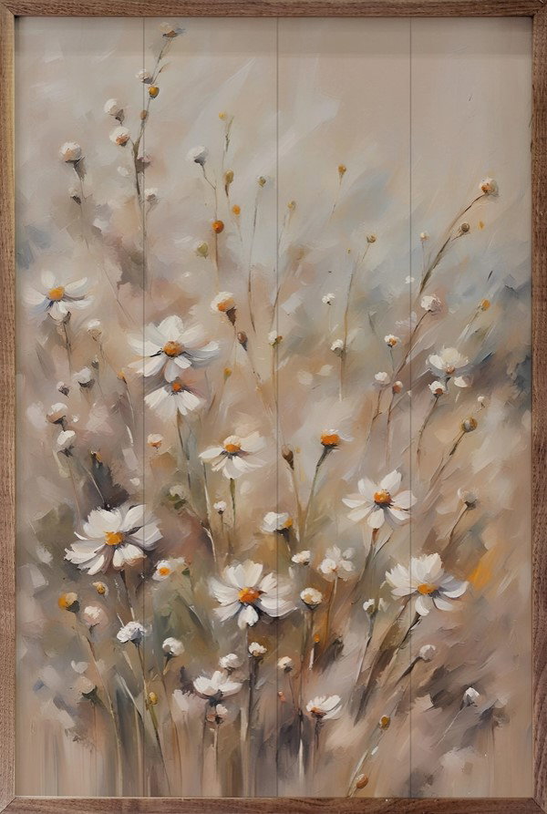 Image of Framed Art- Brown and Tan Daisies