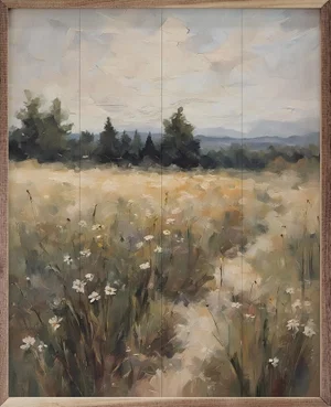 Framed Art- Dirt Road In A Field