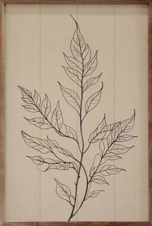 Framed Art- Single Branch With Full Leaves