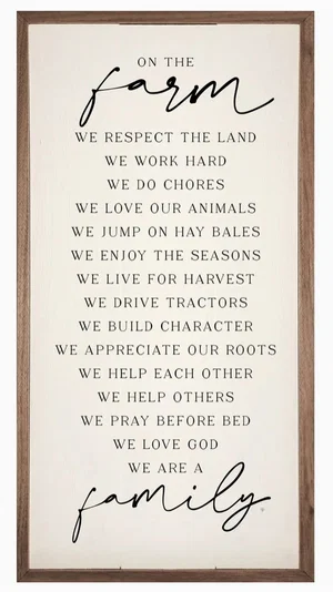 Framed Art- On The Farm We Are Family White