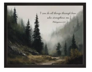 Farmhouse Him Who Strengthens Me Black Frame 18"x24"