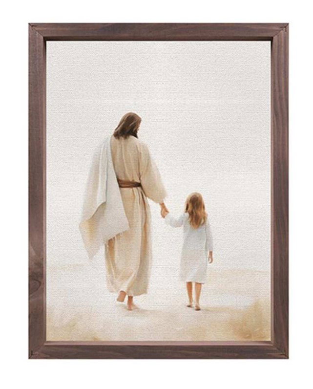 Framed Linen Jesus And Child