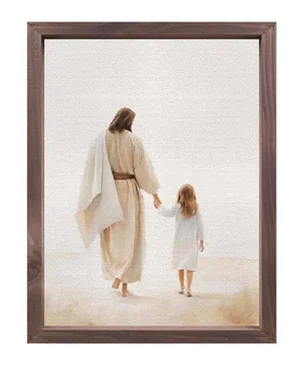 Framed Linen Jesus And Child