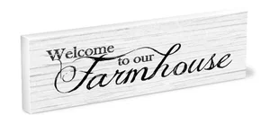 Shelfie Sitter Welcome to Our Farmhouse (white) 3x9