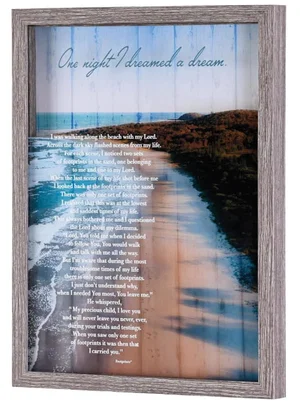 Framed Wall Art Footprints Beach Scene 12"x16"
