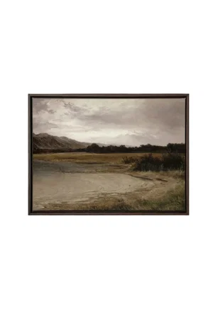 Grey Meadow Canvas- Frame Walnut Brown 24"x18"