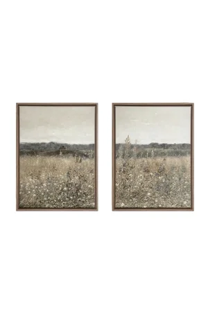 Faded Florals Duo Canvas- Frame Oak Brown 18"x24"