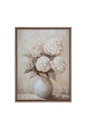 Ivory Blooms Canvas- Frame Brown Oak 12"x16"