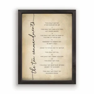 Tea & Ink Framed Linen Art - The Ten Commandments