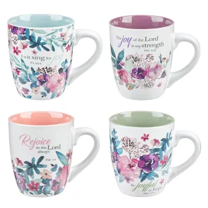 Rejoice Collection - 4 Pc Ceramic Coffee Mug Set