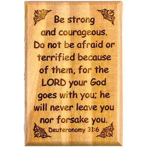 Be Strong and Courageous Olive Wood Magnet