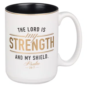 Ceramic Mug Strength and Shield White / Black