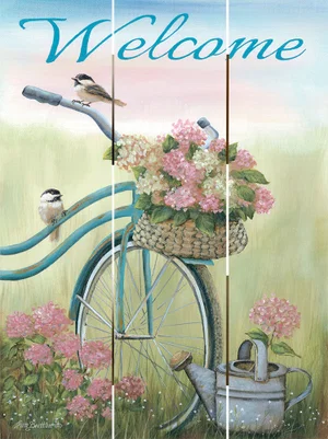 Pallet Art Old Bike Welcome 9x12