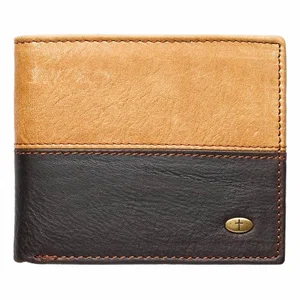 Wallet-Genuine Leather-Two-tone Brown with Cross Badge