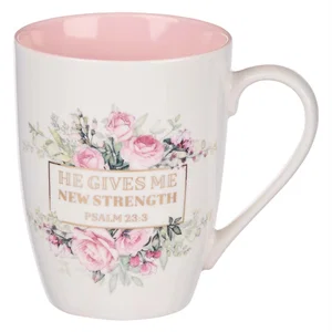 Ceramic Coffee Mug New Strength - Psalms 23:3 12oz