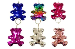 Sequin Glitter Bear Keychain