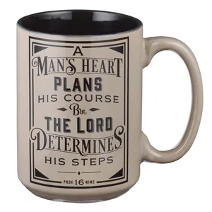 Mug A Man's Heart Ceramic Brown - Proverbs 16:9