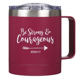 Berry Stainless Steel Mug - Be Strong & Courageous - 11oz