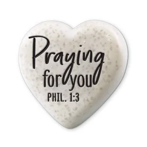 Heart Cast Stone Praying For You Philippians 1:3, 2 1/4"
