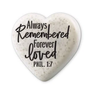 Heart Cast Stone Remembered..Loved Philippians 1:7, 2 1/4"