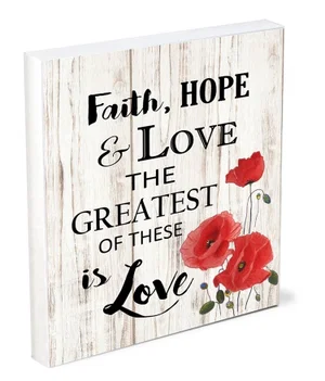 Shelfie Sitter Faith Hope Love (white) 4x5