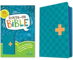 NLT Hands-On Bible, Third Edition -Leatherlike, Blue Cheque Cross