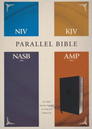 Parallel Bible Niv, Kjv, Nasb, Amplified, Black Leathersoft