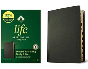 NLT Life Application Study Bible, Third Edition -Genuine Leather, Black, Indexed